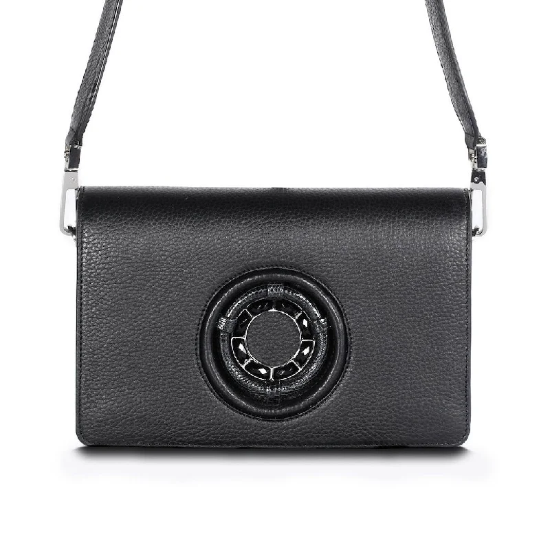 Anna Convertible Crossbody, Black Leather, Onyx