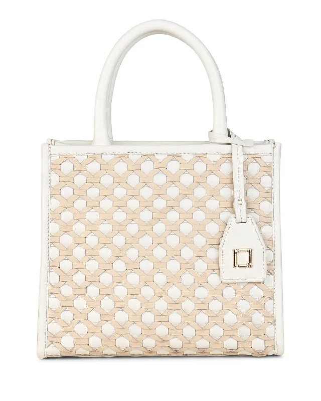 Ayesha Tote in White & Tan