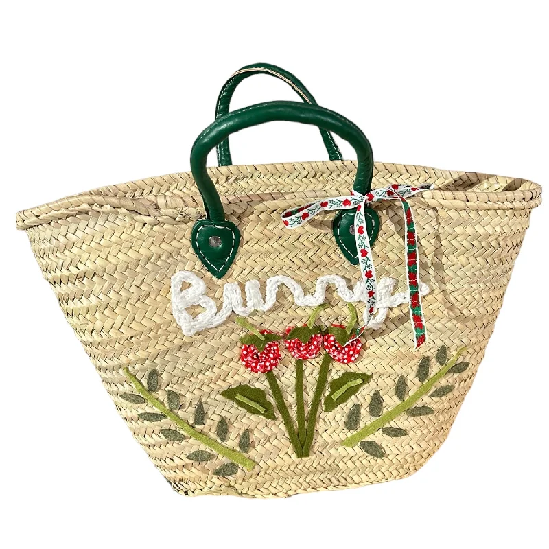 Big Embroidered Basket Bag in Green