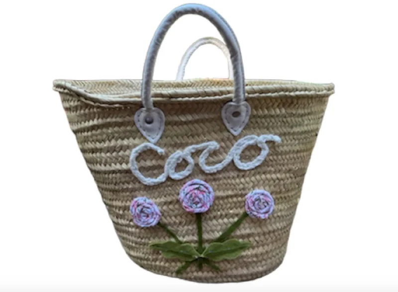 Big Embroidered Basket Bag in White