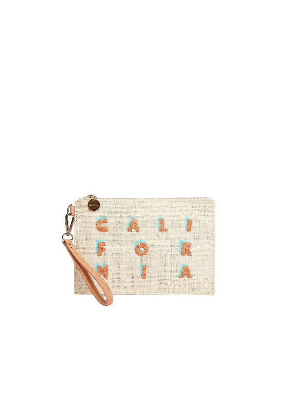 California Straw Pouch Wristlet Bag