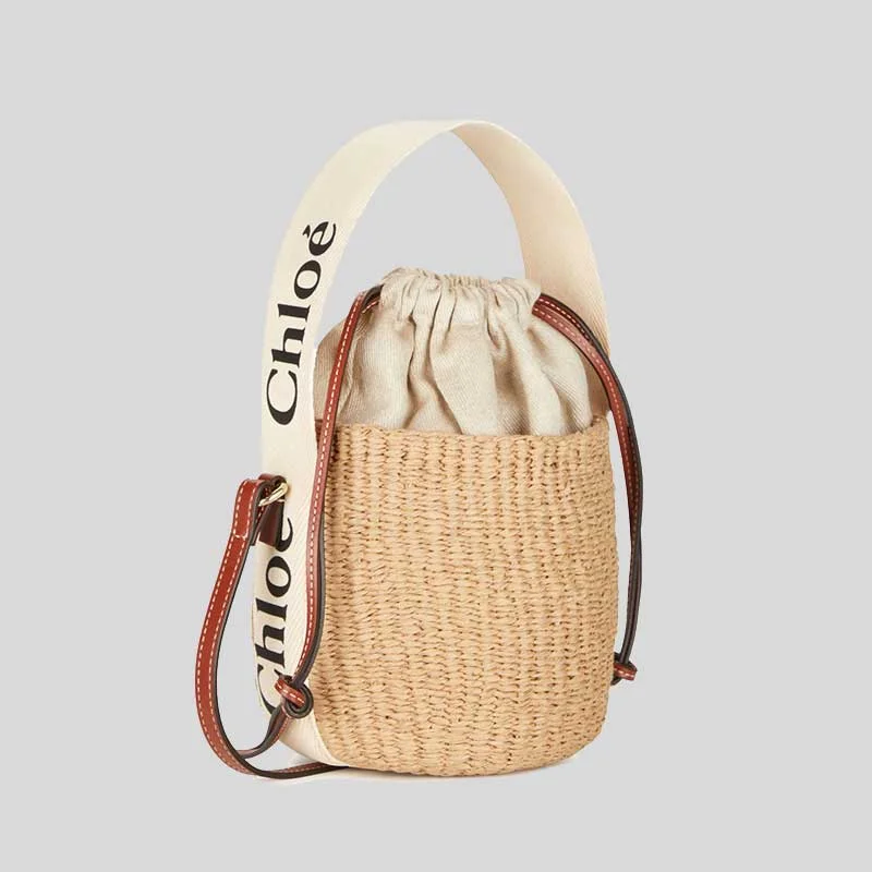 CHLOE Small Woody Basket In Natural Fibers White RS-CHC22SS381G55101