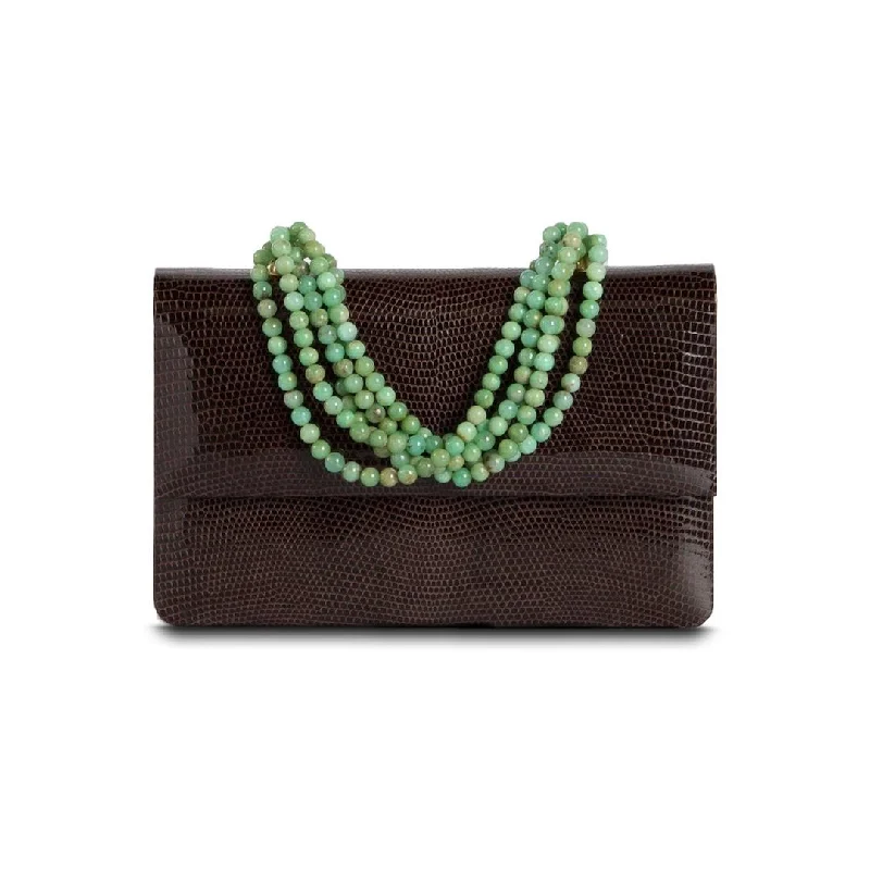 Necklace Handbag - Brown Lizard, Chrysoprase Handle