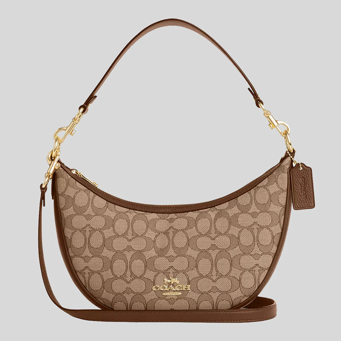 COACH Aria Shoulder Bag In Signature Jacquard Khaki/Saddle Multi RS-CO997