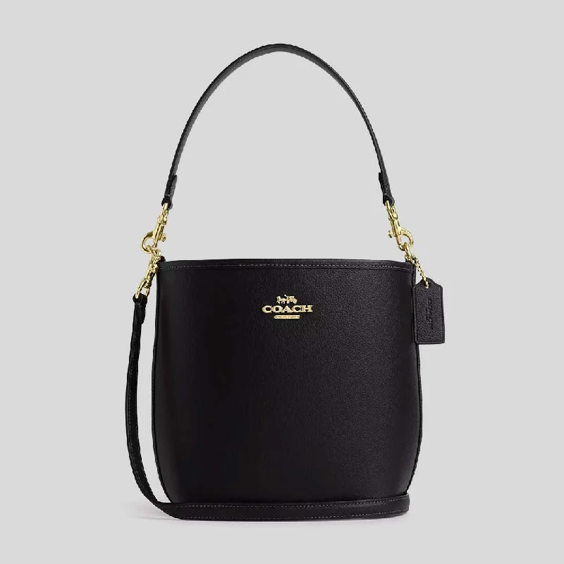 COACH City Bucket Bag In Pebble Leather Black RS-CT801