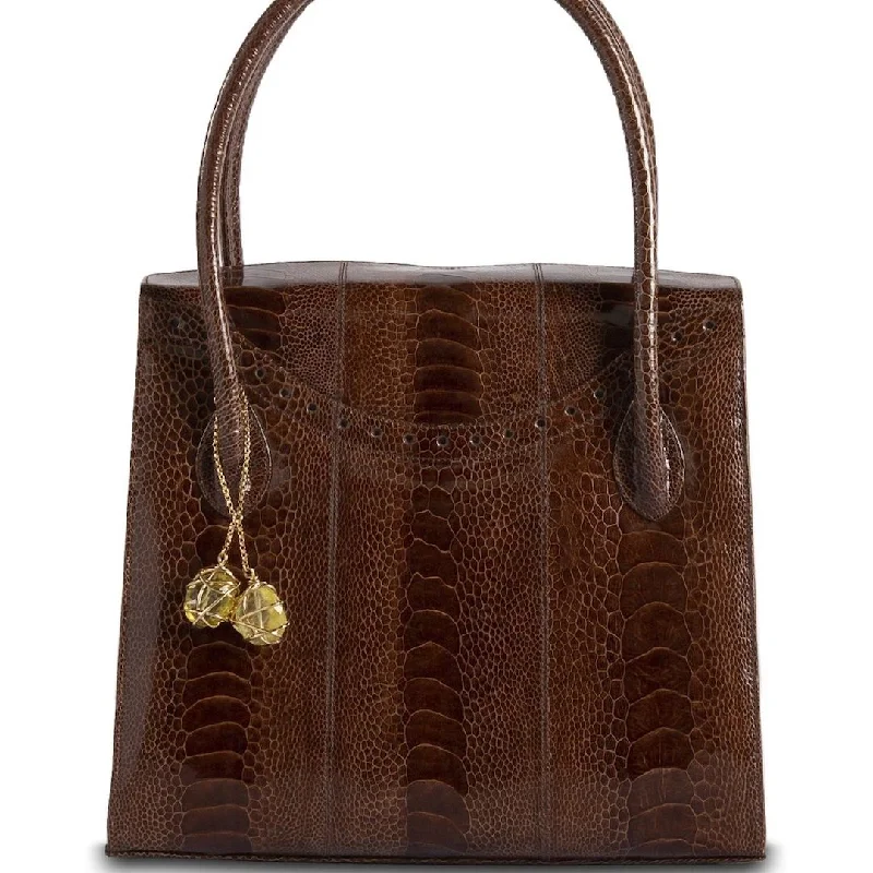 Thompson Tote - Cognac Ostrich Leg, Gemstone Accents, Gold