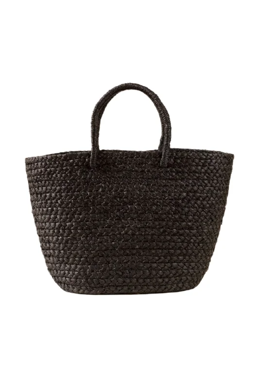 Braided Raffia Day Bag Black