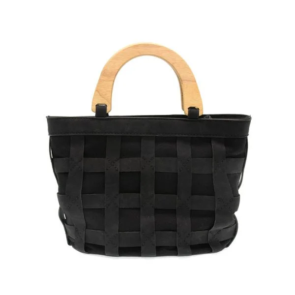 Wood Handle Bag - L8150-00-BLACK- Women's