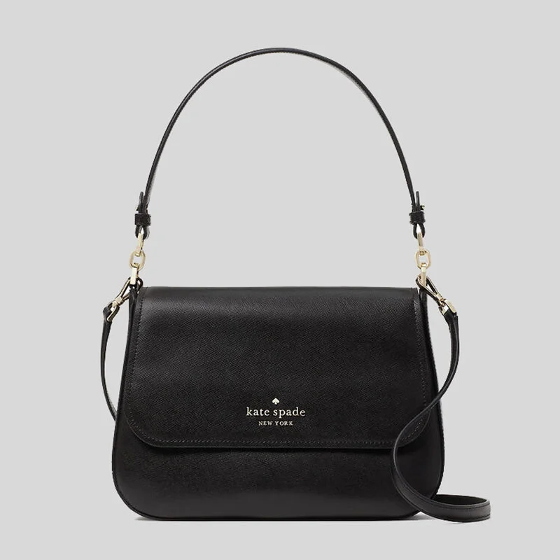 Kate Spade Staci Saffiano Leather Flap Shoulder Bag Black RS-K9324