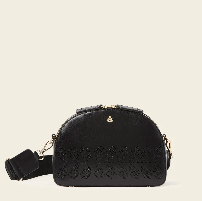 Luna Crossbody - Black Punched Flower