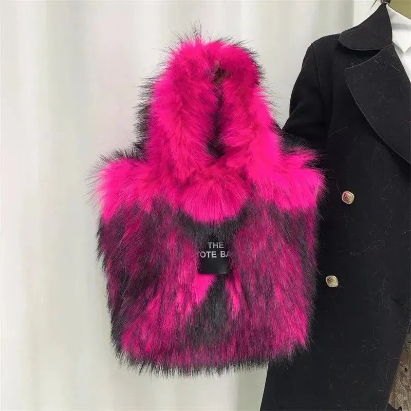 Luxury Faux Fur Gradient Tote Bag