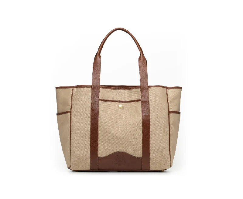 Market Tote No. 294 in Khaki Twill - Vintage Chestnut