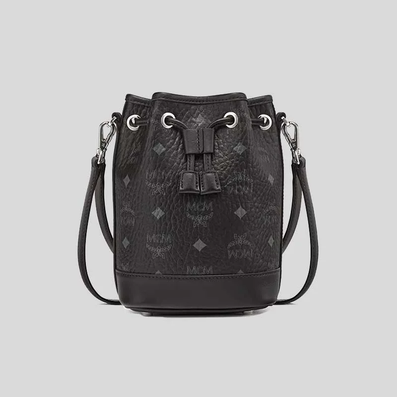 MCM Dessau Drawstring Bag In Visetos Black RS-MWDCSDU03BK001