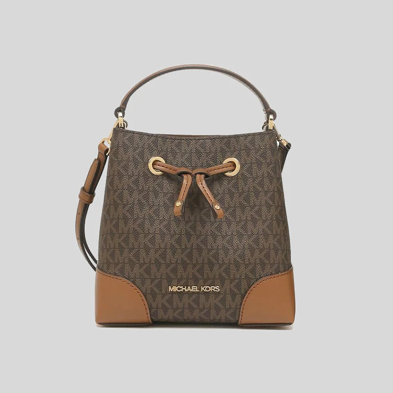 Michael Kors Mercer Signature Small Drawstring Bucket Brown RS-35F2GM9M1B