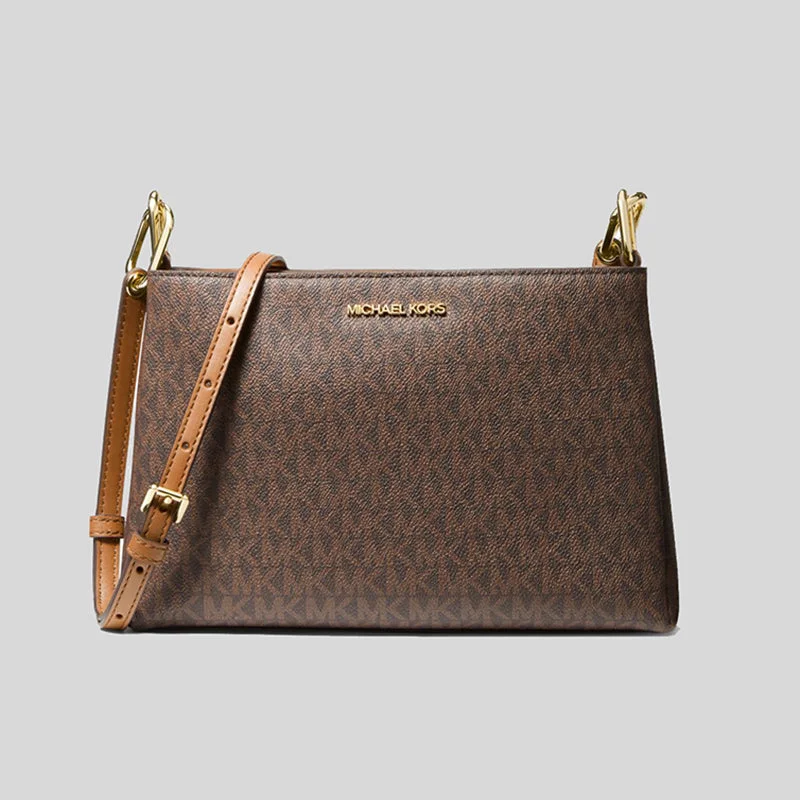 Michael Kors Trisha Medium Logo Crossbody Bag BROWN RS-35H1G9TC8B