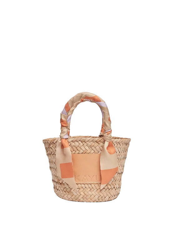 Mini Clementine Straw Scarf Tote Bag