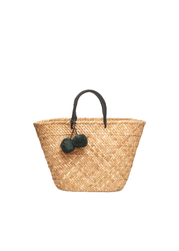 Oversized St Tropez Pom Pom Straw Tote