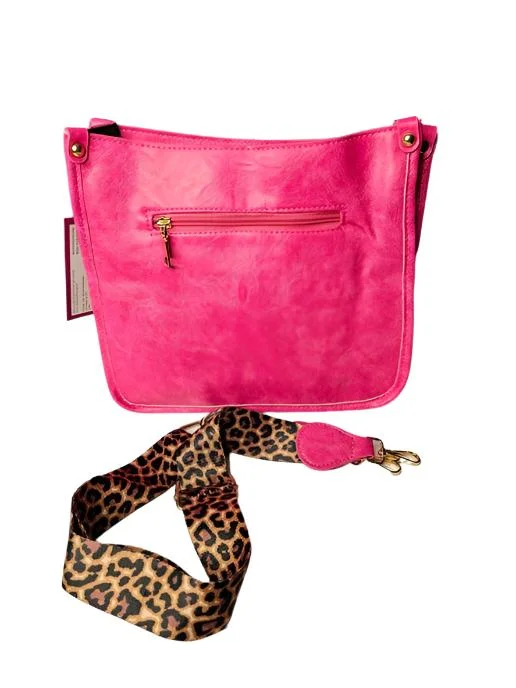 Bucket Bag - Crossbody - Guitar Strap - Faux Leather - Women's - 11w x 9.25-Hot Pink