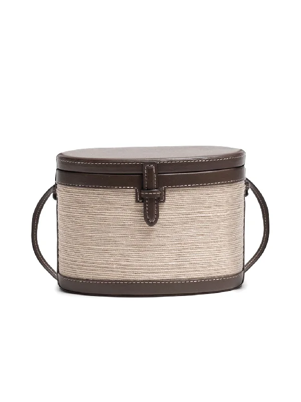 The Round Trunk in Nappa and Woven Fique