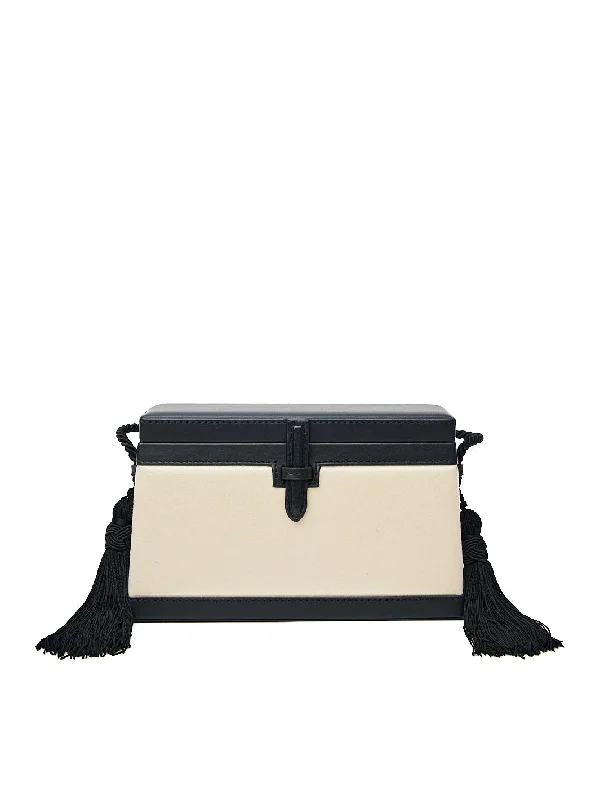 The Square Trunk in Satin with Tassels in Ivory