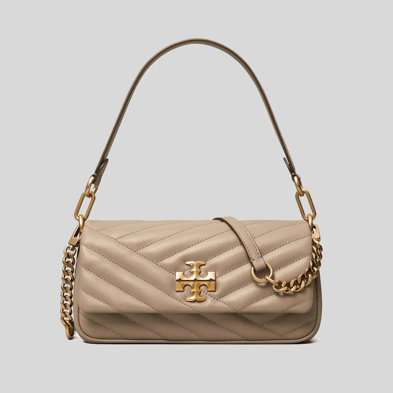 TORY BURCH Small Kira Chevron Flap Shoulder Bag Grey Heron RS-90456