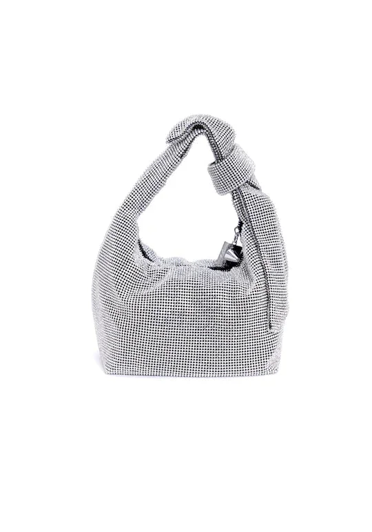 Waverly Silver Rhinestone Mesh Bag