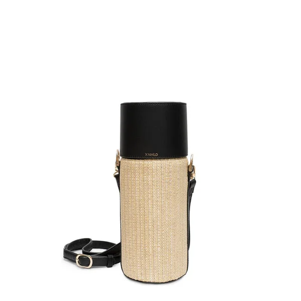 X Nihilo Vegan Raffia Wine Bag Black