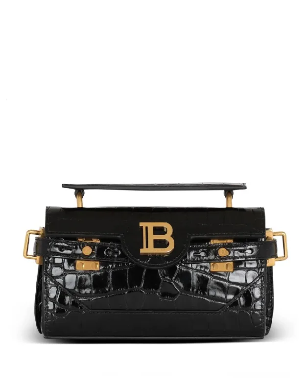 Balmain B-Buzz 19 bag in crocodile-print leather