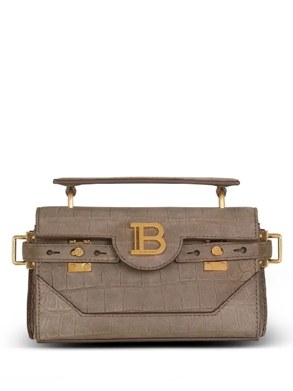 Balmain B-Buzz 19 bag in crocodile-embossed leather