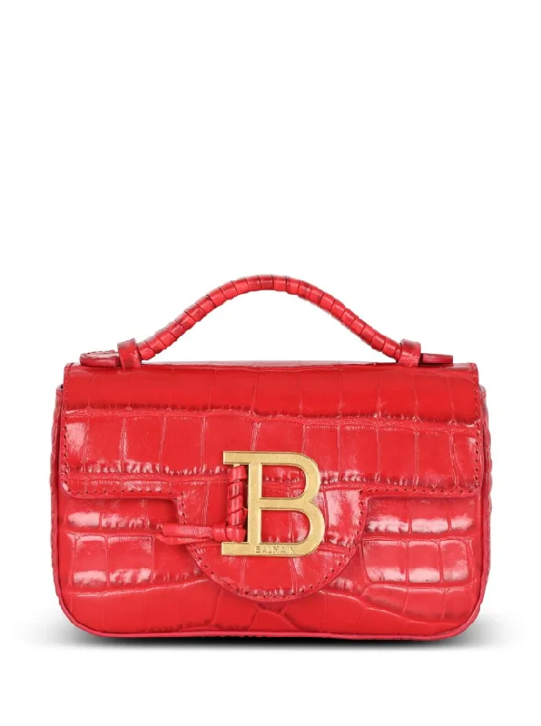 Balmain B-Buzz mini bag in crocodile-print leather