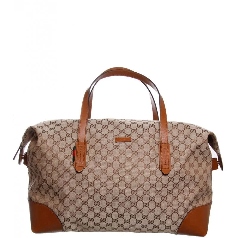 Gucci Beige & brown original GG canvas duffel bag