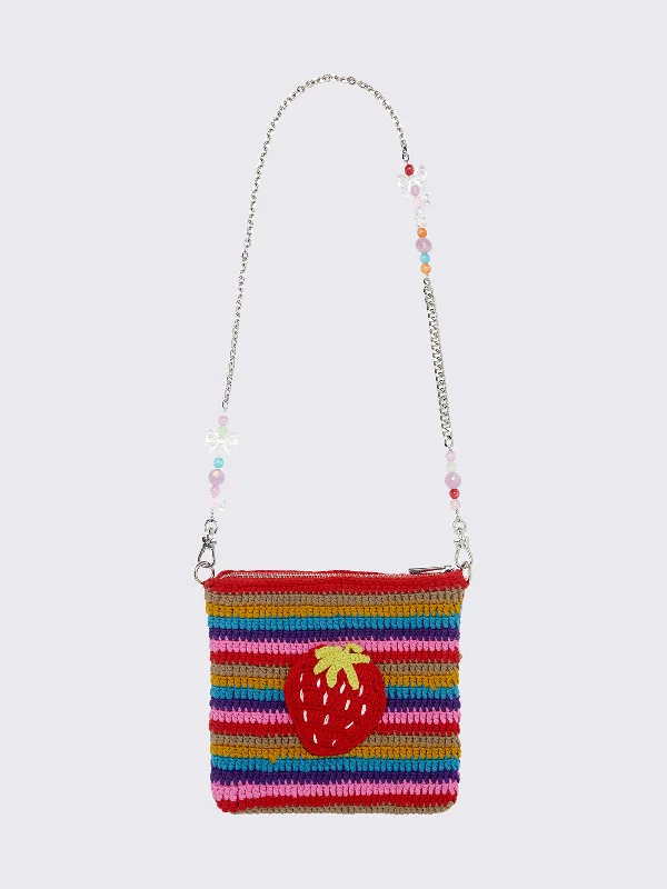 Berry Rainbow Striped Crochet Bag