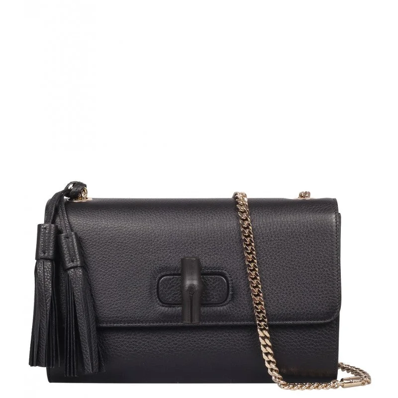 Gucci Black leather Miss Bamboo shoulder bag