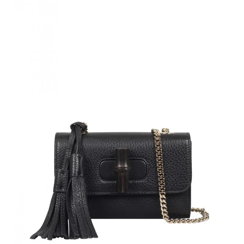 Gucci Black leather Miss Bamboo shoulder bag