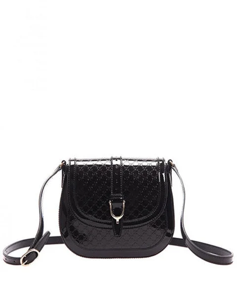 Gucci Black patent leather saddle bag