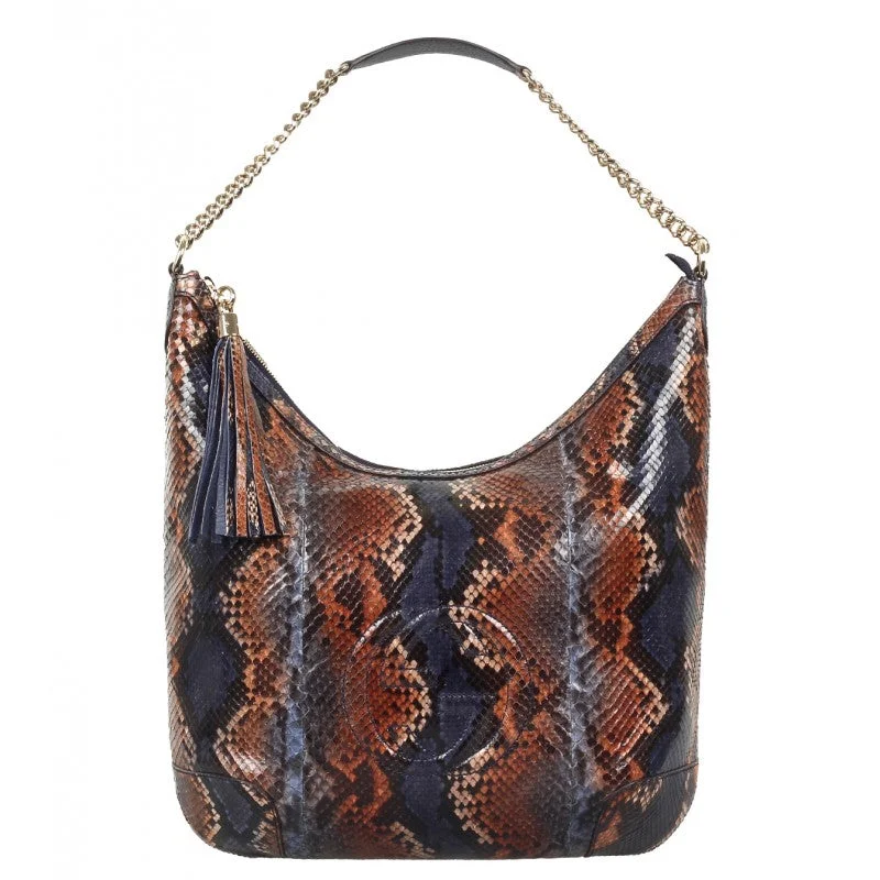 Gucci Blue & sienna Soho python shoulder bag