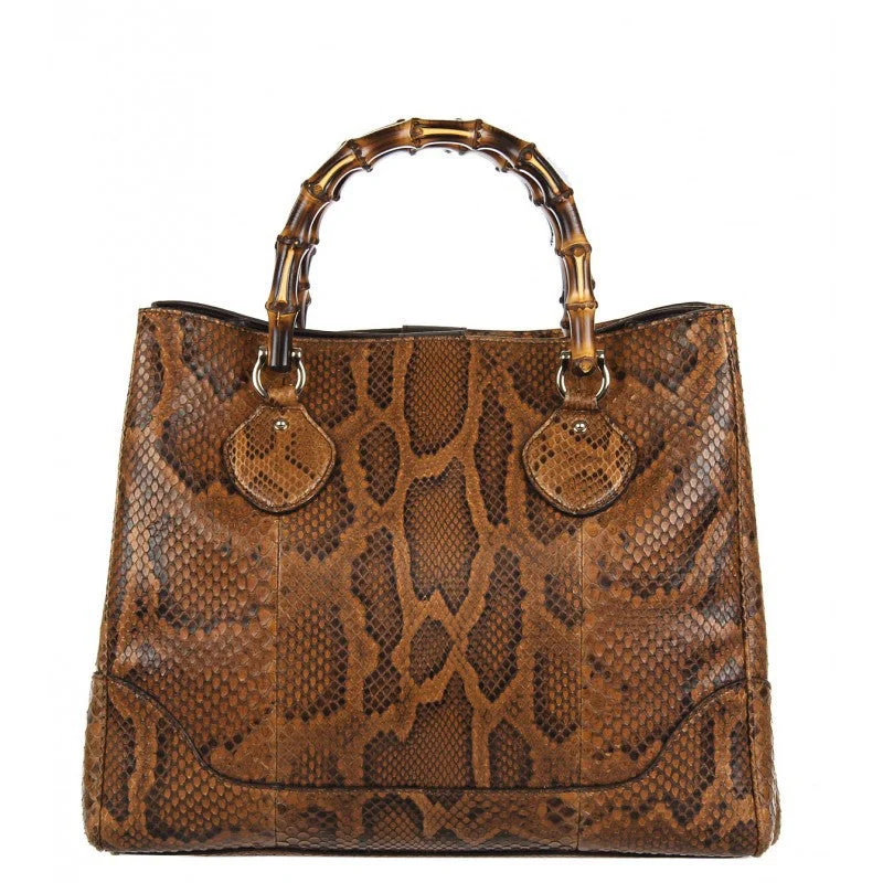 Gucci Brown snakeskin tote bag