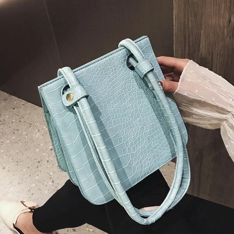 Crocodile Pattern Crossbody Bags For Women 2019 New Fashion Shoulder Messenger Bag Ladies Solid Color Handbag Travel Hand Bag