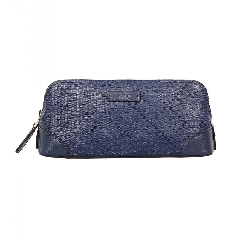 Gucci Dark blue leather diamante cosmetic case