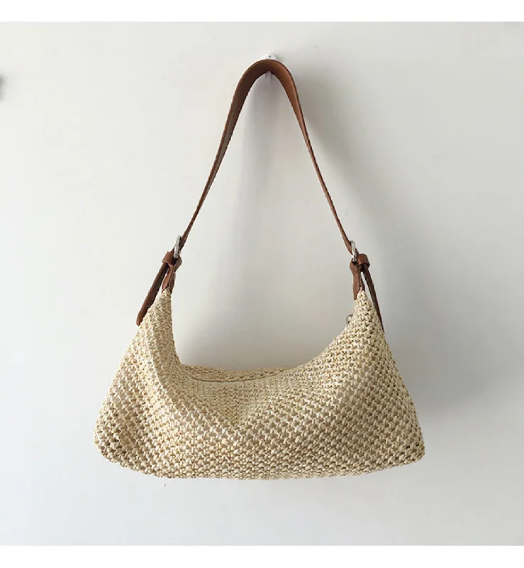 Elena Handbags Lightweight Straw Woven Dumpling Bag