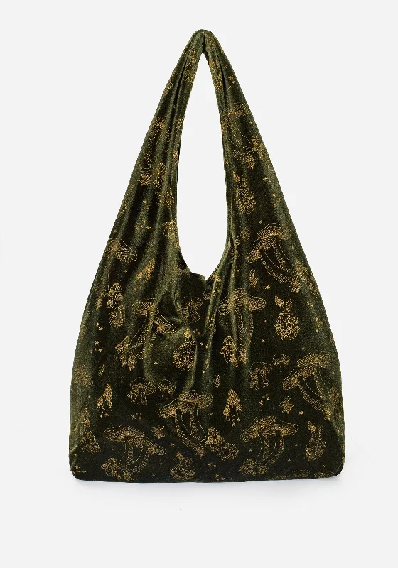 Faefire Foil Print Velour Tote Bag - Green