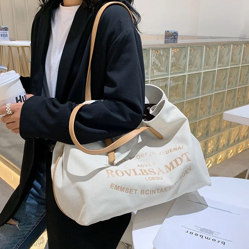 High Capacity Canvas Shoulder Bags For Women 2019 Designer Handbags Lady Travel Letter Hand Bag Female Quality Tote