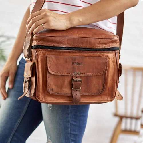 Personalised Camera Bag - Handmade Leather