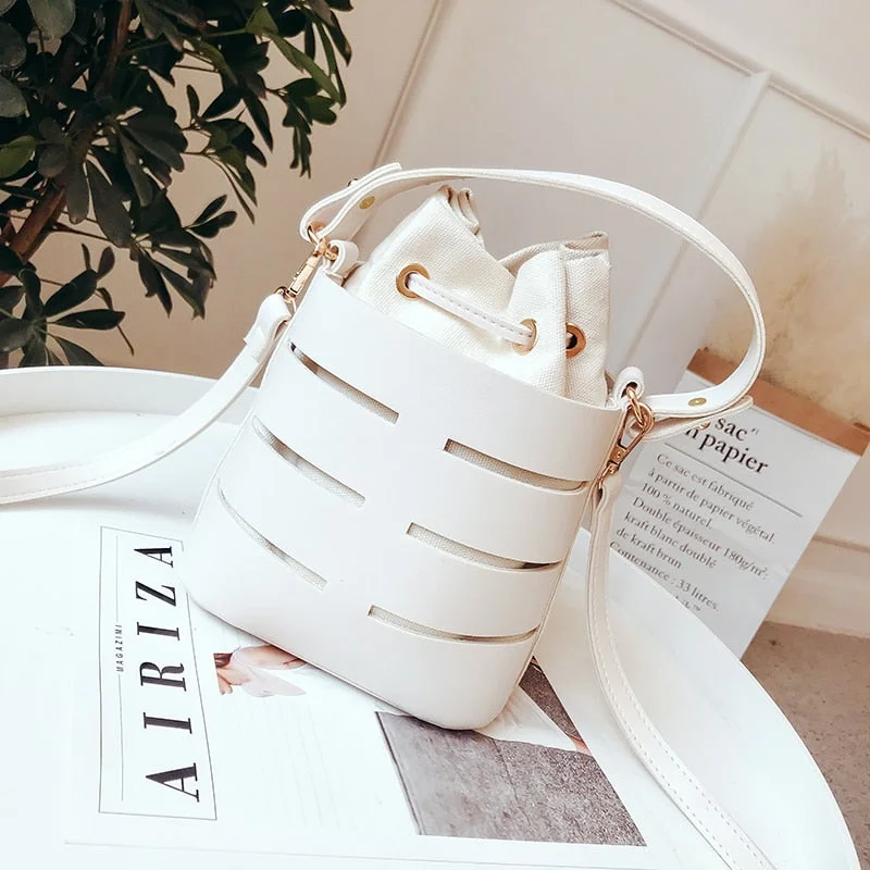 LEFTSIDE Drawstring Bucket Bag For Women 2019 Mini PU Leather Crossbody Bags Ladies Shoulder Bags Female Handbags Pure Color