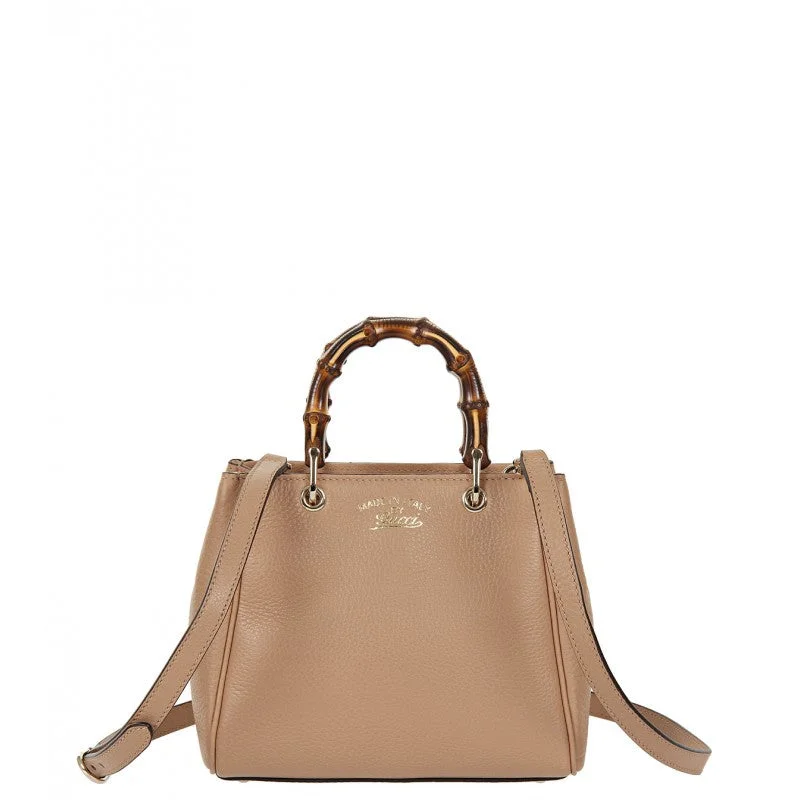 Gucci Light tan Bamboo mini leather top handle bag