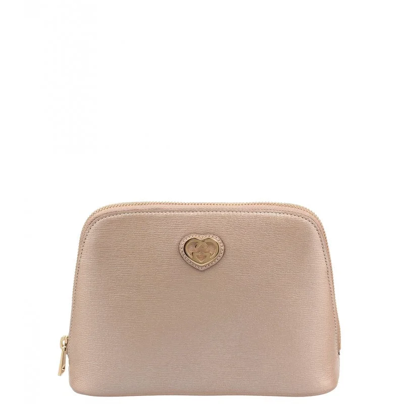 Gucci Pink Pearl Metallic Leather Cosmetic Case