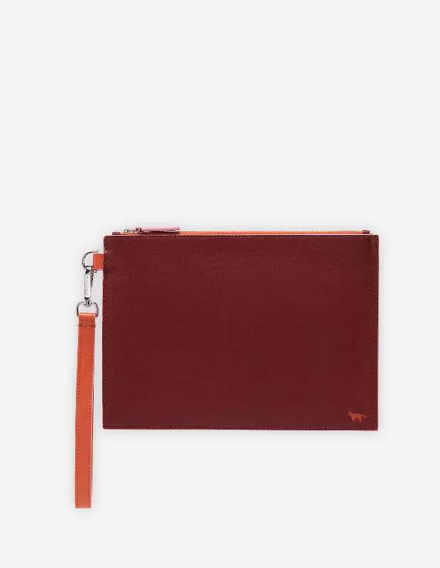 MAISON KITSUNÉ PROFILE FOX POUCH WITH STRAP WINE LEES