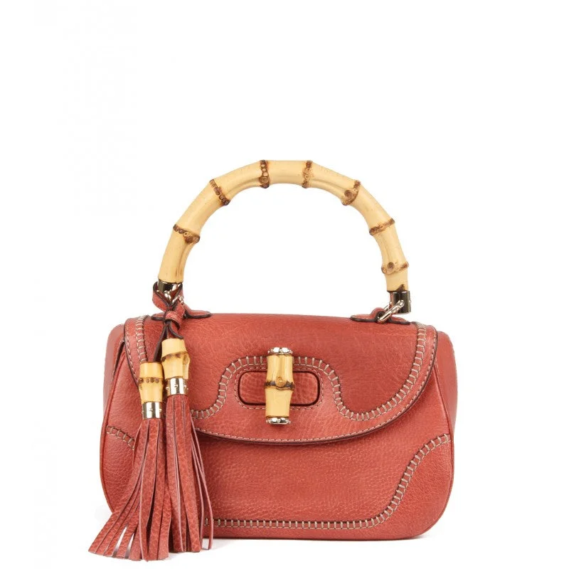 Gucci Red Libeccio textured leather small handbag