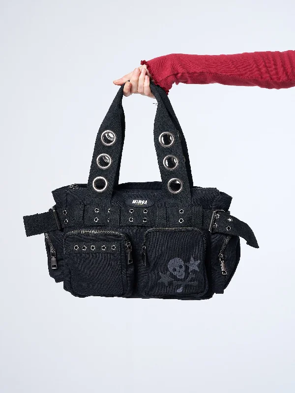 Sky of Skulls Black Multi Pockets Handbag