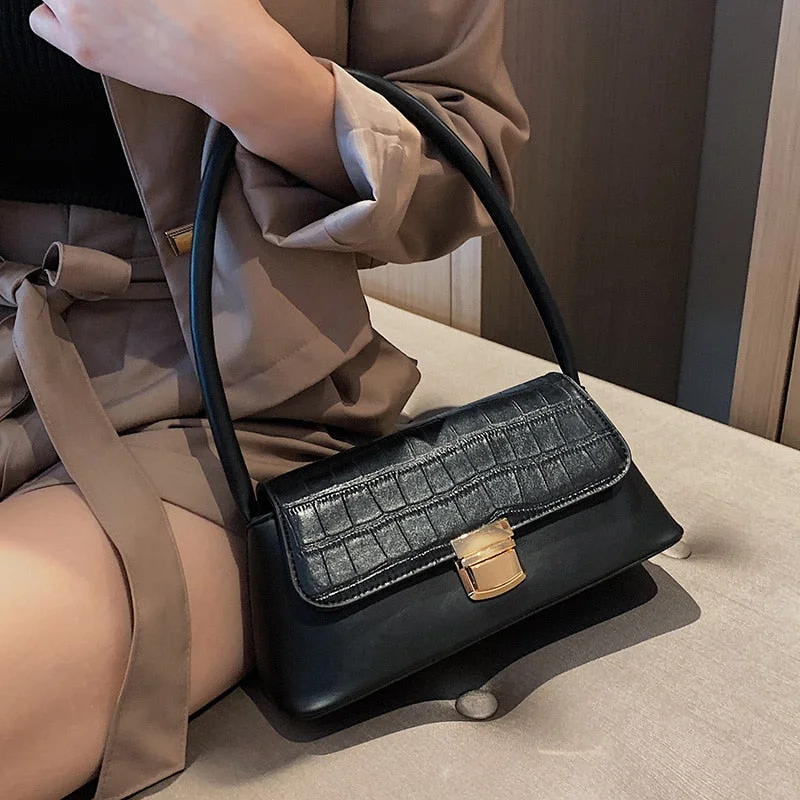 Solid Color Stone Pattern PU Leather Shoulder Bags For Women 2019 Luxury Quality Small Travel Handbags Phone Purses Hand Bag